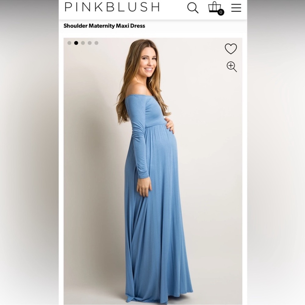 Pinkblush Off-Shoulder Maternity Maxi Dress in Dusty Blue